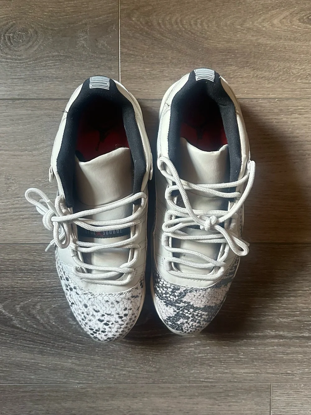 Snake Print Low-Top Sneakers in White and Yellow